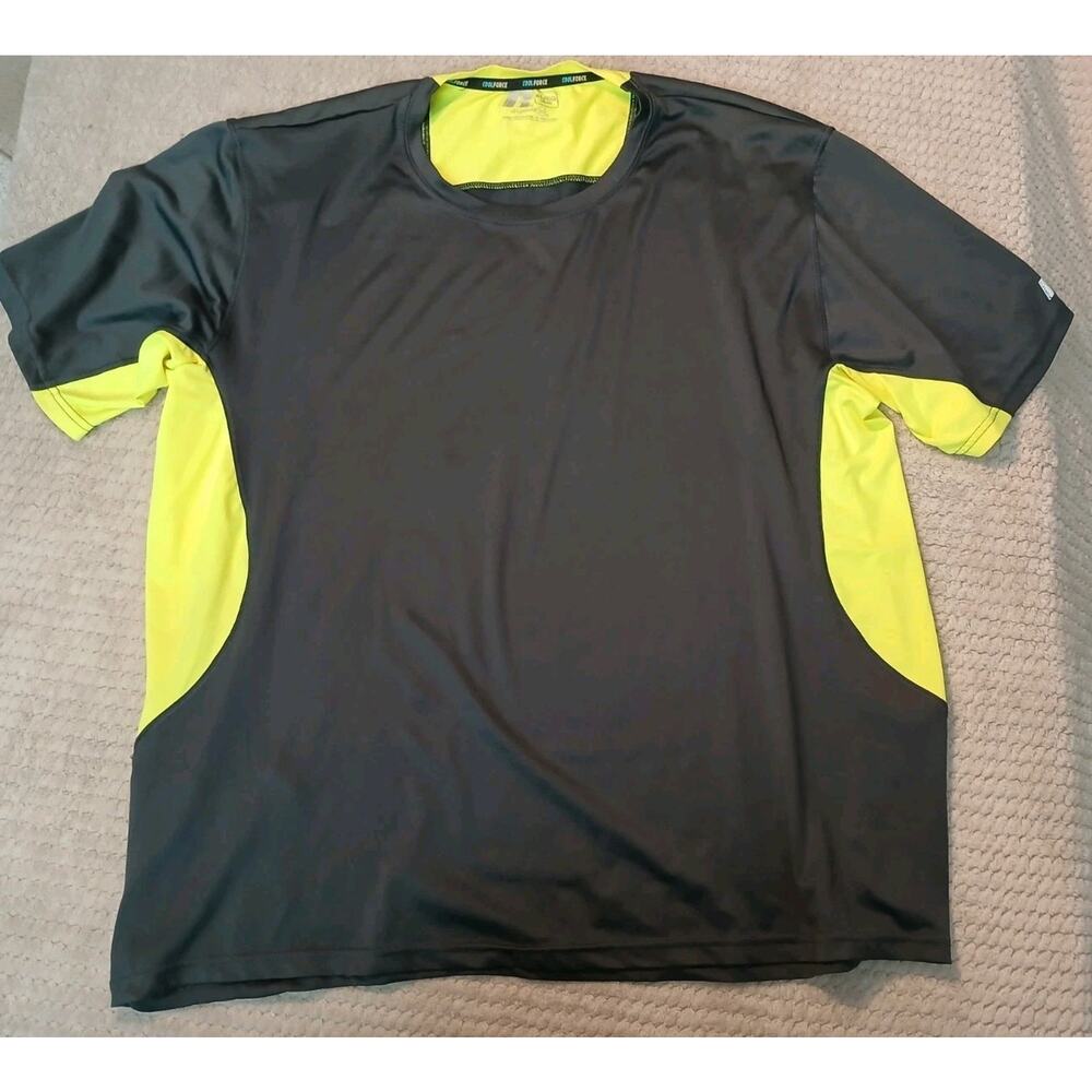 Russell Athletic Shirt XL Black Lime Short Sleeve Dri-Power Cool Force Biking